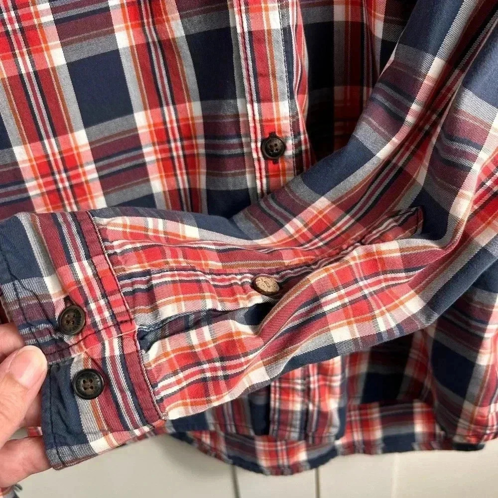 🚨Sale- Jack & Jones vintage-style plaid casual button-down shirt L cotton Wester - Picture 6 of 9
